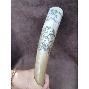 Traditional Viking Drinking Horn Engraved Horn Mug Handmade Nordic Barware - Product Image 4