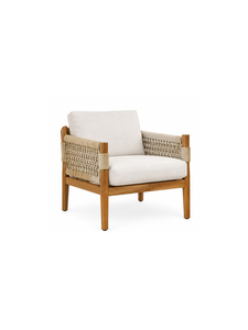 Sillón Moderno Tapizado con Estructura de Madera y Detalles de Cuerda, Respaldo Sólido, Silla de Descanso para Sala de Estar, Muebles para el Hogar - Product Image 3