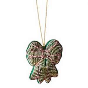 Elegante Lazo de Terciopelo con Cuentas de 4 Pulgadas, Adorno Navideño - Product Image 2