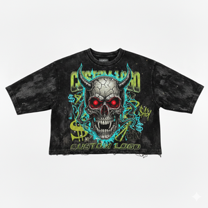 OEM High Quality Acid Washed Bottom Hemming Edge Curl Design DTG Tees Custom <b>Waffle</b> Knit Material Half Sleeve T-<b>shirts</b> for Mens - Product Image 5