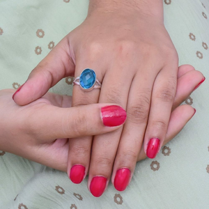 Blue Topaz Gemstone <b>Ring</b> 925 Silver Sky Blue <b>Ring</b> Handmade Elegant Jewelry December Birthstone <b>Ring</b> Dainty <b>Statement</b> <b>Ring</b> - Product Image 3