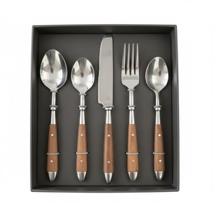 Ensemble de couverts en acier inoxydable de haute qualité avec manches en bois durables, couverts élégants et modernes, vaisselle de table, meilleur prix - Product Image 4