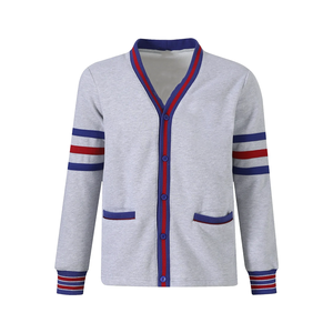 Cardigan en molleton gris chiné à col en V personnalisé pour la fraternité de l'État de Caroline du Sud, pour les fournitures d'organisation avec support d'étiquetage privé - Product Image 1