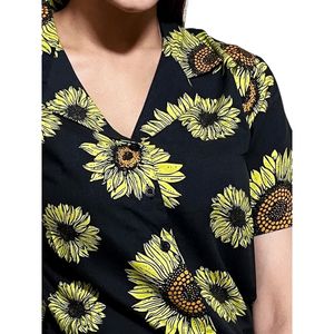 Chemises hawaïennes ajustées en coton imprimé à motif tournesol pour femmes et filles - Product Image 3