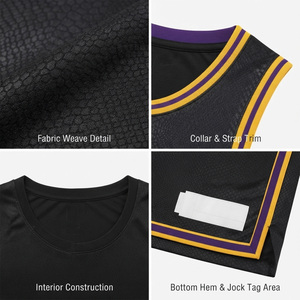 Lakers 23 Men's Basketball Jersey Black Yellow Mesh Sleeveless Neck Breathable Windproof Eco-Friendly Polyester/Nylon Customized - Product Image 6