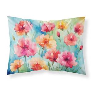 Funda De Almohada decorativa de claveles de acuarela, ligera, supersuave, fácil de cuidar, tamaño estándar para juegos de sábanas y fundas de almohada - Product Image 1