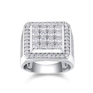 Luxury 925 Sterling Silver Moissanite Diamond Rectangular <b>Statement</b> <b>Ring</b> With Brilliant Center Stones For Jewelry Retailers - Product Image 1