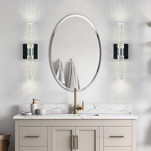 Contemporary 17" H <b>Chrome</b>-Iron Finish 2-<b>Light</b> Sconce Modern Indoor Bubble Crystal <b>Wall</b> Lamp Bathroom Hallway - Product Image 5