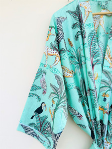 Floral Cotton Kimono <b>Robe</b> Women Boho Kimono Dressing Gown Lightweight Summer <b>Beach</b> Cover Up Lounge Wear Wrap - Product Image 4