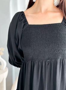 Robe longue décontractée à col carré et manches mi-longues pour femme, motif floral, personnalisable, en coton et lin, coupe ample, pour l'été - Product Image 2