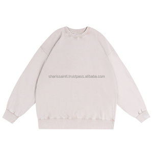 T-shirt à manches longues en coton 350g imprimé col rond homme femme délavé à l'acide surdimensionné sweat-shirt à col rond personnalisé - Product Image 2