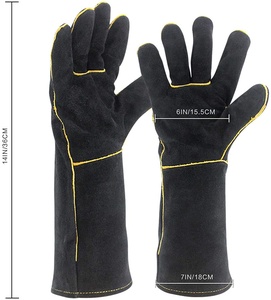 <b>Grilling</b> Welding Mig Gloves Heat Resistance BBQ <b>Oven</b> Full Fingers Gloves High Fireproof Thick Leather Oil Cut Resistance Gloves - Product Image 2