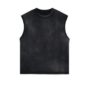Hot Selling Men's Acid Wash Streetwear <b>Tank</b> <b>Top</b> 100% Cotton Custom Made Breathable Front Embroidery Best Supplier for Bulk - Product Image 4