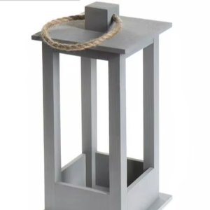 Farol de madera rústico único con acabado en blanco marfil, faroles de madera para velas para decoración del hogar al aire libre, personalizados - Product Image 1