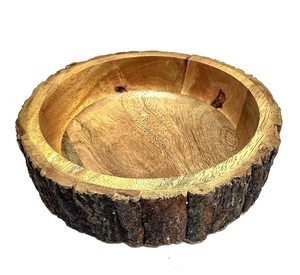 Bol en bois au design écorce, fait main, en bois naturel, décoratif et de service pour la décoration intérieure - Product Image 5