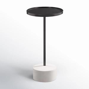 Mesa Auxiliar Moderna con Contraste de Estilo, Bandeja Superior Elevada, Base Redonda con Soporte Delgado y Peso, Diseño que Ahorra Espacio y Barras - Product Image 1