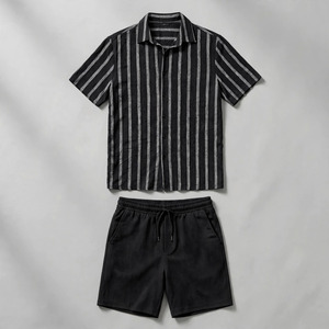 2026 Wholesale Summer Men's Casual Shorts <b>Set</b> Plain Color Solid 100% Cotton Jersey Quick Dry Knitted Customized Logo <b>Twin</b> <b>Set</b> - Product Image 2