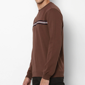 เสื้อสเวตเชิ้ตคอกลมสีน้ำตาลสำหรับผู้ชาย ทรงปกติ ผ้าฝ้ายถัก ลายทาง สวมใส่สบายๆ สำหรับฤดูใบไม้ร่วง แขนยาว - Product Image 2