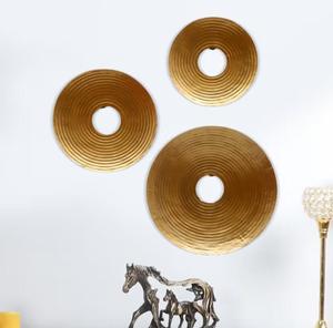 Modern Brass Circular Wall Art Decor Gold Plated Metal Handicraft Set for Home Decoration - Product Image 6