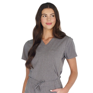 Custom Knitted Women's <b>Scrub</b> <b>Tops</b> Short Sleeve V Neck Pockets Design Wholesale Factory Price Nursing Wear - Product Image 1