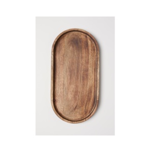 Oval Wood Serving Tray Handmade Polished Minimalist Design Solid Color Dishes & Plates Eco Friendly Daily Use - Product Image 1