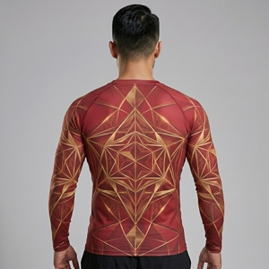 เสื้อรัดกล้ามเนื้อแขนยาวสำหรับผู้ชาย MMA คุณภาพดีที่สุด พิมพ์ลายแบบ Sublimation  รักษ์โลก ป้องกันแบคทีเรีย แห้งเร็ว - Product Image 2