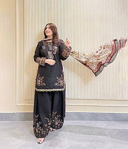 Diseñador tradicional étnico 3 piezas Readymade Sharara Kameez Indian Georgette Impresión digital Encaje Pallu Bordado Fiesta Invierno - Product Image 1