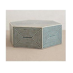 ILAHI's Bone Inlay Table Modern Design Agate Detailing <b>Storage</b> Portable Home Furniture - Product Image 1
