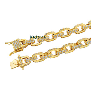 Bracelet pour homme en or plaqué 925 avec diamants de laboratoire, style hip-hop, taille brillant rond, pour usage quotidien, design à maillons. - Product Image 3