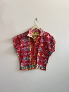 Embroidered Reversible <b>Quilted</b> Kantha Short <b>Jacket</b> Boho Vintage Coat Women <b>Jacket</b> - Product Image 1