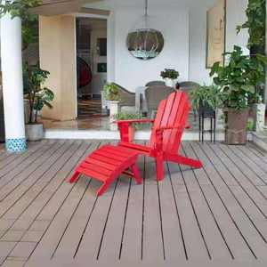 Red Wood Outdoor <b>Garden</b> <b>Chair</b> with <b>Reclining</b> Ottoman Contemporary Design for Patio Seating - Product Image 1