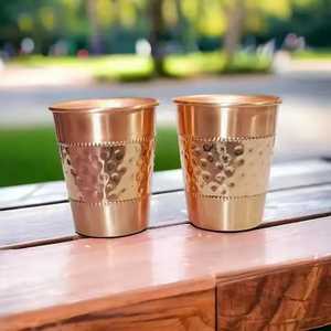 Verre à pied haut en cuivre martelé pur, pour eau, vaisselle, hôtellerie, restauration, barware - Product Image 4