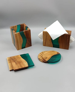 Classic <b>Square</b> Wood Eco-Friendly Washable Coasters <b>Set</b> for Coffee Table Elegant Home Decor - Product Image 4