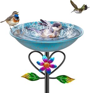 Fabricante confiable de baños portátiles decorativos para pájaros de hierro con soporte resistente para jardín y aplicaciones de alimentación de aves. - Product Image 1