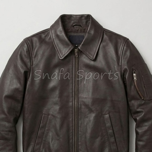 Chaqueta de Cuero Genuino de Alta Calidad, Piel de Cordero, Directo de Fábrica, Talla Grande, con Cierre, Chaqueta de Cuero a la Moda para Hombre, Abrigos de Cuero - Product Image 3