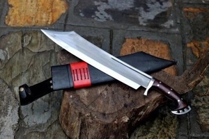 Cuchillo Utilitario Fijo de Acero Damasco Recto de Grado Industrial Hecho a Mano con Mango de Madera Multifunción para Exteriores al por Mayor - Product Image 4