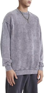 Sweat-shirt en molleton à col rond pour homme, effet délavé, polyester/coton, respirant, 280g, design de logo personnalisé, hiver, best-seller, professionnel - Product Image 5