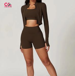 Vêtements de sport pour femmes, nouvelle collection, ensembles de yoga courts pour femmes, vêtements de sport légers et doux, ensembles de yoga sans couture - Product Image 2
