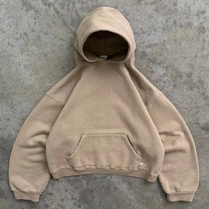 Sweat-shirt à capuche unisexe bleu marine surdimensionné, coupe courte, manches classiques, couleur unie, poche avant, décontracté, en molleton tricoté pour l'automne - Product Image 2