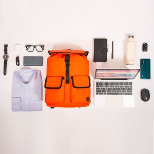 Orange matte leather <b>backpack</b> simple casual environmentally friendly bag <b>large</b> capacity fashionable <b>backpack</b> - Product Image 6