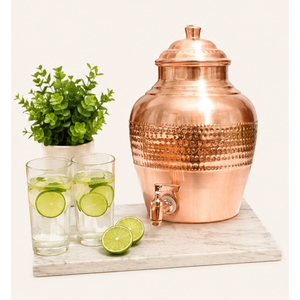 Distributeur d'eau en cuivre avec robinet anti-fuite, réservoir d'eau ayurvédique traditionnel martelé, écologique, artisanal en cuivre - Product Image 2