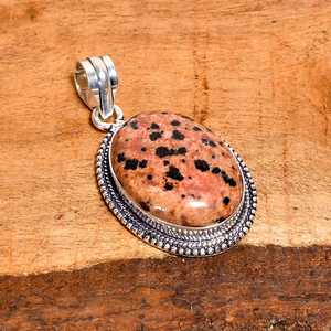 Pendentif en jaspe dalmatien, argent sterling 925, pierre précieuse unique à pois, collier artisanal, bijoux bohèmes, cadeau - Product Image 5