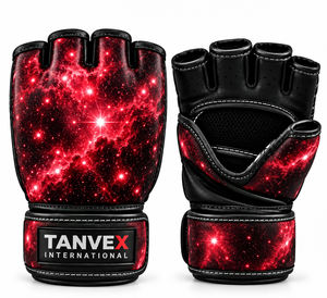 Guantes de MMA TANVEX INTERNATIONAL, Medios Dedos, Cuero PU, Cierre con Estampado, Transpirables, Elásticos y Ajustables para Artes Marciales - Product Image 4