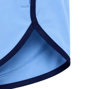 Light Blue <b>Women</b> Running <b>Shorts</b> With Navy Piping Polyester Quick Dry <b>Elastic</b> <b>Waist</b> Drawstring Gym Fitness Activewear <b>Shorts</b> OEM - Product Image 4
