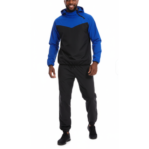 Combinaison de sauna robuste bicolore pour hommes, femmes et enfants, usage domestique, perte de poids, amincissement, entraînement sportif, anti-déchirure, noir et bleu - Product Image 1