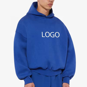 Hoodies en molleton français surdimensionnés et personnalisés en coton, coupe ample, poids lourd, essentiels décontractés, coupe courte pour hommes - Product Image 2