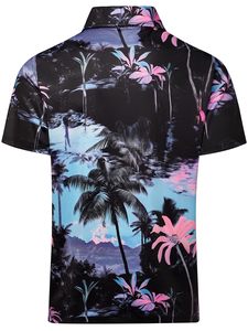 Chemises polo pour hommes à imprimé tropical, vente en gros OEM. Fabrication de vêtements de golf sur mesure de haute qualité et faibles quantités minimales de commande pour les marques de mode. - Product Image 3