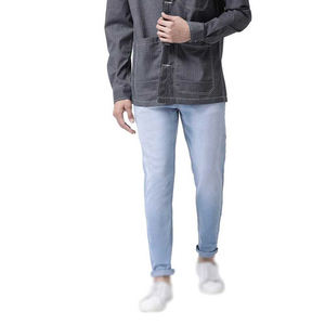 Jean en denim déchiré uni taille mi-haute pour homme, style streetwear délavé, pantalon décontracté tendance pour le printemps, lavable - Product Image 6