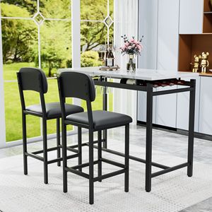 2-Piece <b>Kitchen</b> <b>Table</b> Set with 3 Upholstered Chairs <b>Bar</b> Dining <b>Table</b> Furniture Set for 2 or 3 People - Product Image 2
