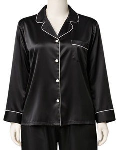 Conjunto de Pijama de Satén Azul Rey Personalizado para Mujer, Ropa de Dormir de Manga Larga con Botones, Estilo Seda, Conjunto de Dos Piezas Cómodo para Estar en Casa - Product Image 2